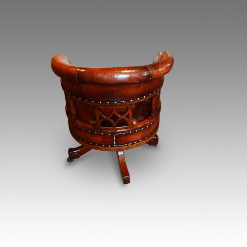 Edwardian inlaid revolving swivel chair rear