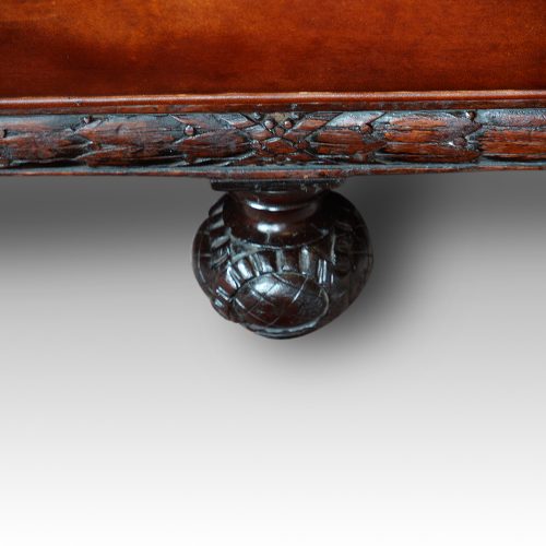 Edwardian mahogany leather sofa foot