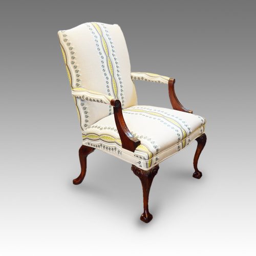 Pair of Gainsborough style chairs at angle
