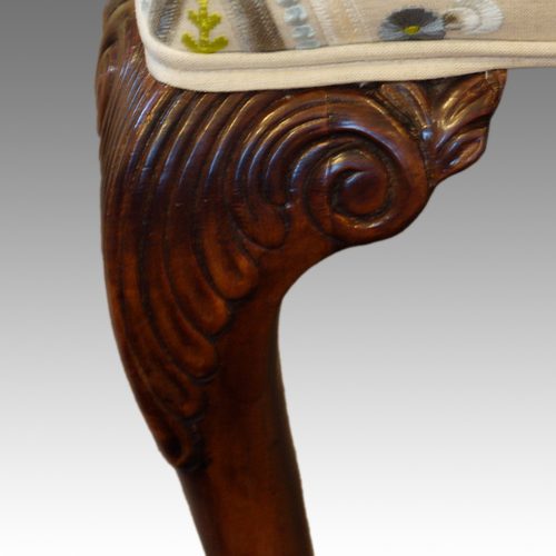 Pair of Gainsborough style chairs leg knee