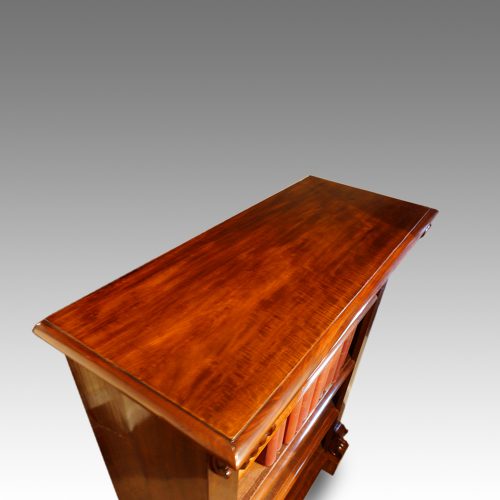 Victorian mahogany open bookcase top detail