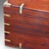 Victorian teak campaign trunk brass straps