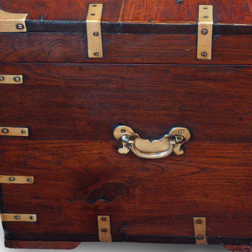 Victorian teak campaign trunk handle