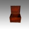 Victorian teak small campaign trunk open