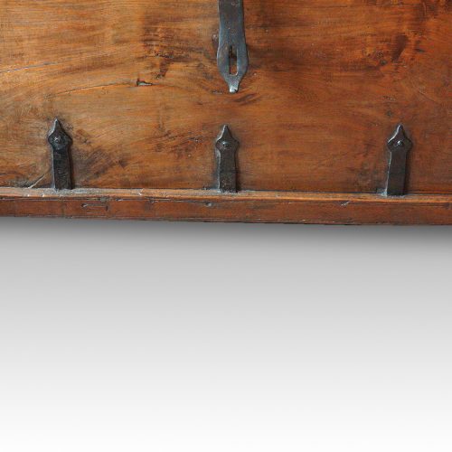Antique hardwood merchants chest base ironwork