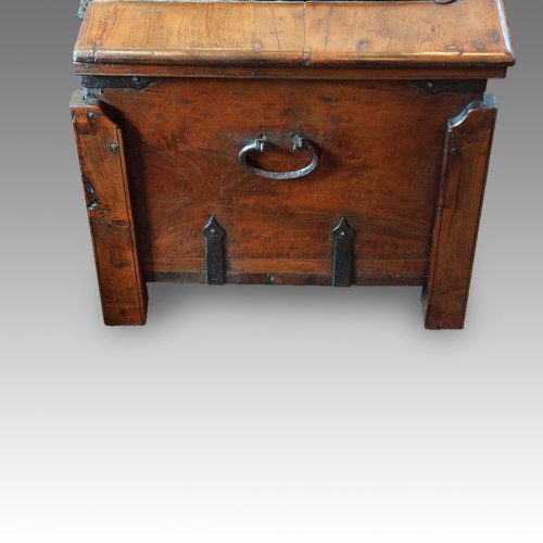 Antique hardwood merchants chest side