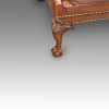 Edwardian camel back leather sofa front leg