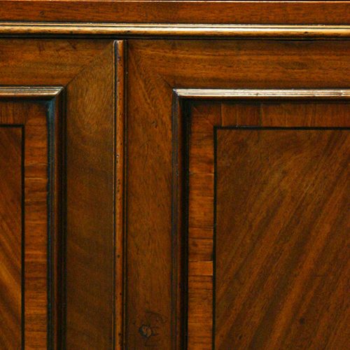 George III mahogany secretaire bookcase crossbanded drawer