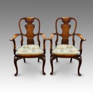 Pair of Walnut George I style armchairs