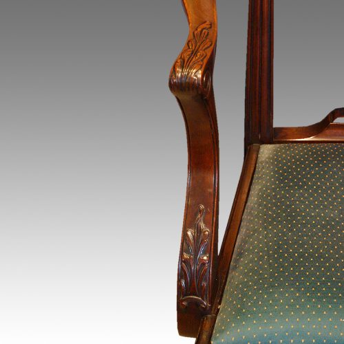 Set of 8 Chippendale style chairs arm detail