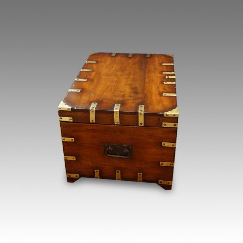 Victorian brass bound miltary chest end view