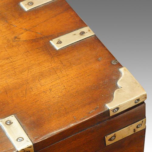 Victorian brass bound miltary chest top corner