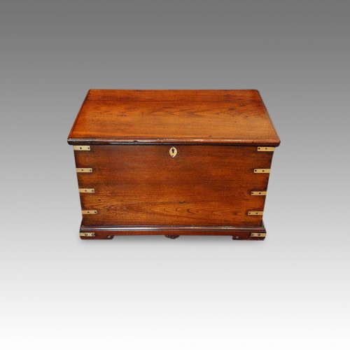 Victorian brass bound teak trunk