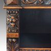 Victorian carved oak open bookcase lions head
