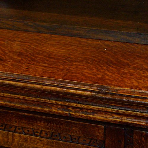 Victorian oak library bookcase edge