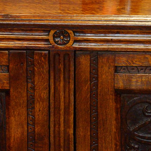 Victorian oak library bookcase roundel