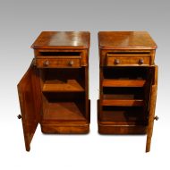 Pair of Victorian walnut bedside cabinets interiors