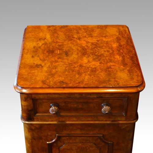 Pair of Victorian walnut bedside cabinets top view