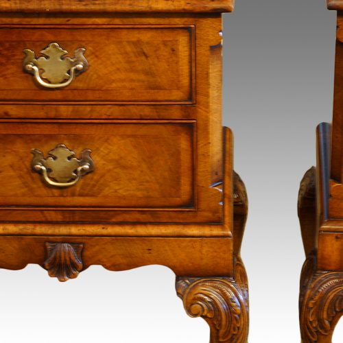 Pair of walnut bedside cabinets drawers