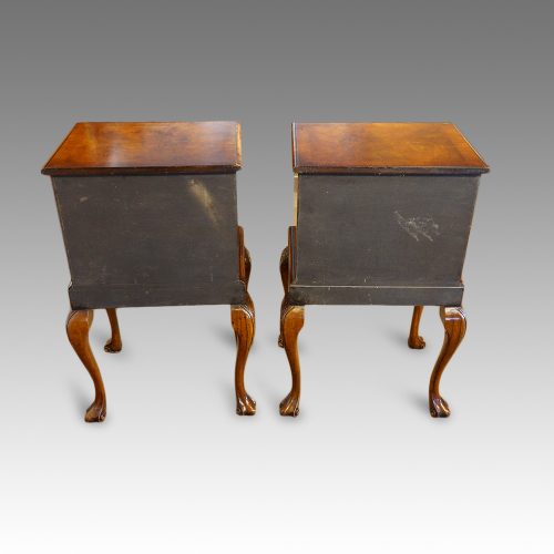 Pair of walnut bedside cabinets rear