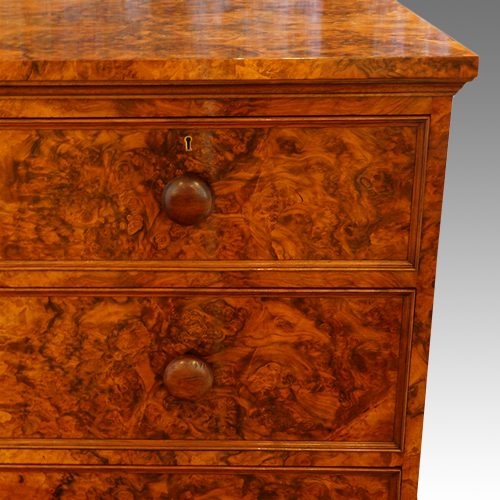 Victorian burr walnut chest of drawers front