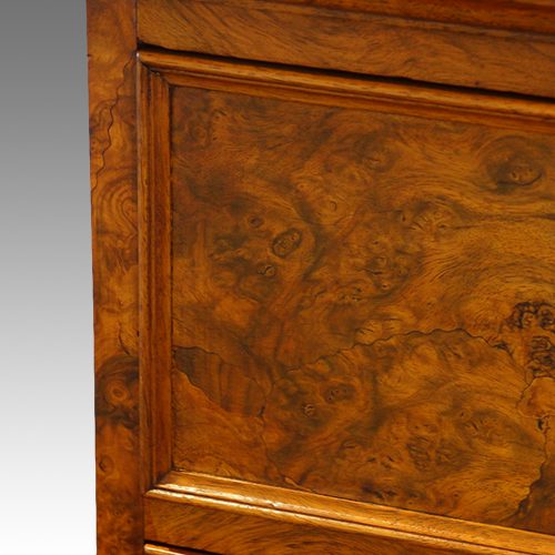 Victorian burr walnut chest of drawers moulding to drawer