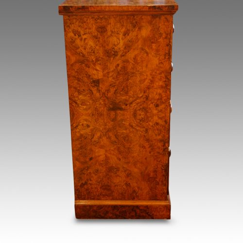 Victorian burr walnut chest of drawers side
