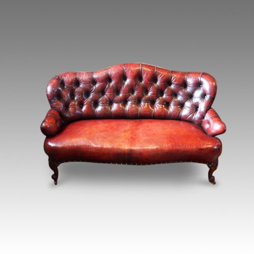Victorian red leather club sofa 1