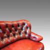 Victorian red leather club sofa back detail