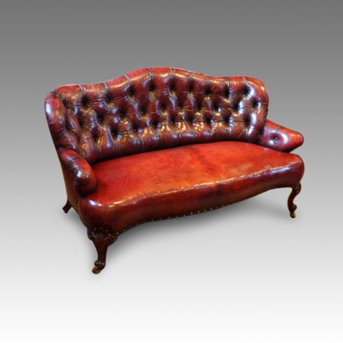 Victorian red leather club sofa detail