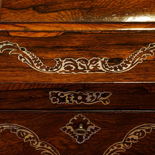 Antique rosewood inlaid MOP box edge top
