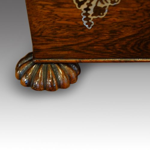 Antique rosewood inlaid MOP box foot