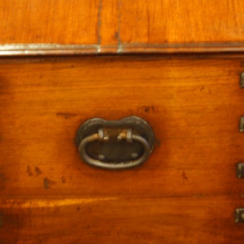 Antique teak merchant chest carrying handle
