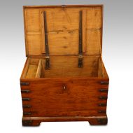 Antique teak merchant chest interior