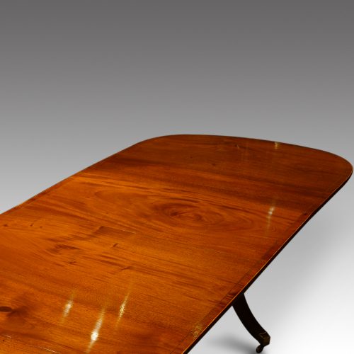 Georgian style mahogany 3 pillar dining table view from middle