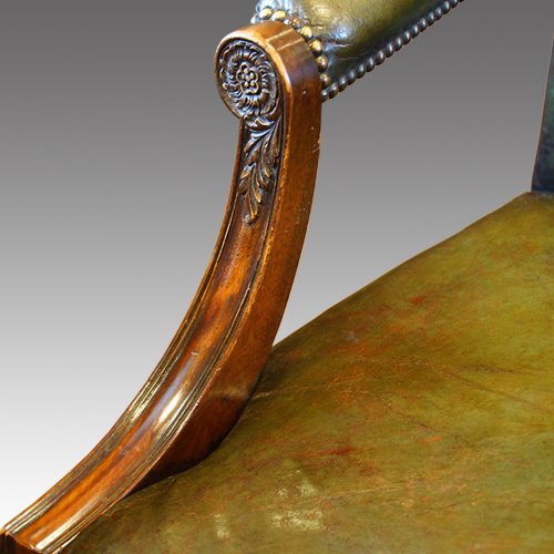 Leather revolving desk chair arm