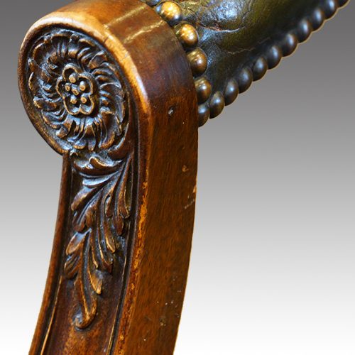 Leather revolving desk chair carving arm