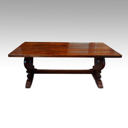 Oak refectory dining table side view