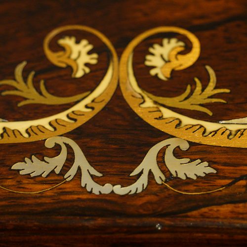 Victorian inlaid rosewood fitted box inlay edge