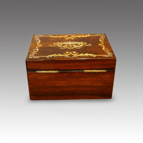 Victorian inlaid rosewood fitted box rear