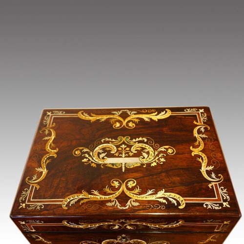 Victorian inlaid rosewood fitted box top