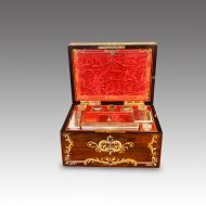 Victorian inlaid rosewood fitted box open