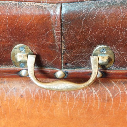Victorian leather ottoman handle