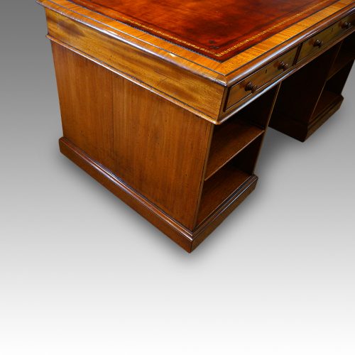 Victorian mahogany pedestal desk with bookcase to rear end