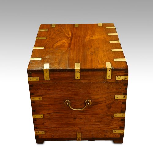 Victorian teak military chest end
