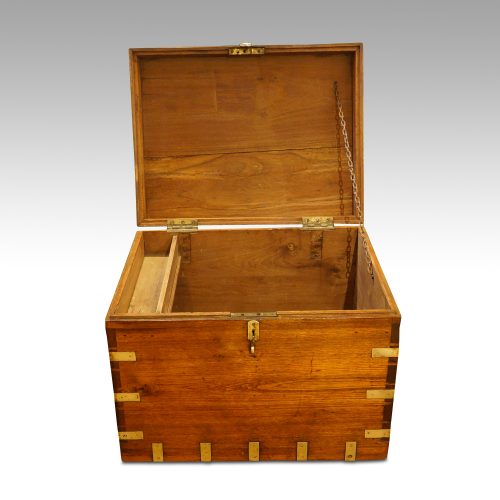 Victorian teak military chest interior