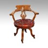 Victorian walnut revolving desk chair button seat