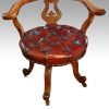 Victorian walnut revolving desk chair leather seat