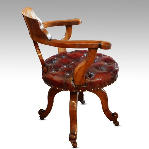 Victorian walnut revolving desk chair side