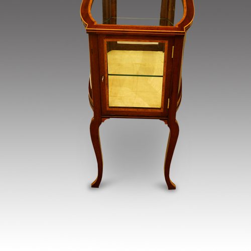 Edwardian inlaid curio display cabinet end